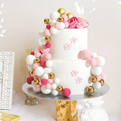 ASTARON 32 Pcs Ball Cake Topper Decorations Mini Balloons Cake Topper Sticks Foam Balls Cake Picks Cake Topper Balls Cake Decorations for Wedding Party Birthday Cake Decorating (Pink Gold)