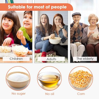 Popcorn Machine Hot Air Popper - 16-Cup Large Capacity Electric Popcorn Maker for Home Movie Night, 1200W Fast Popping Oil-Free Healthy Snack Maker for Kids & Party, White
