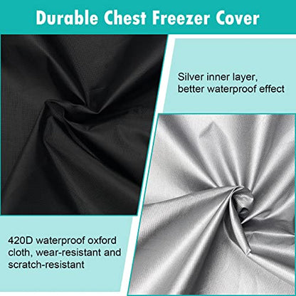 Black Chest Freezer Cover, Luxiv Waterproof Freezer Covers Compact for 3.5 Cubic Feet Chest Freezer Cover for Open, Zipper Pocket, Strap