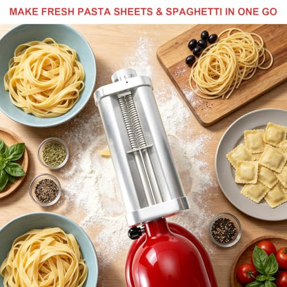 3-in-1 Pasta Maker Attachment for KitchenAid Mixer, Metal Pasta Accessories