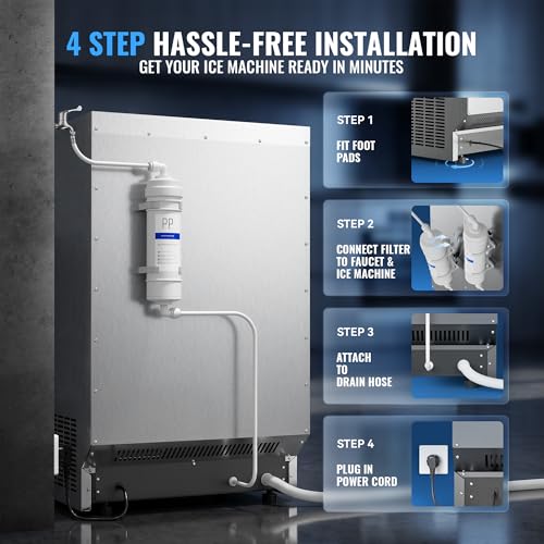 Nanori Commercial Ice Maker, 110LBS/24H with 33LBS Storage, Self-Cleaning