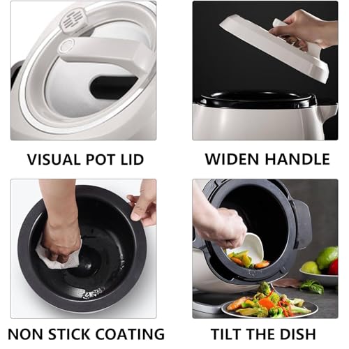 Multi Function Stir Fry Machine Cooker, Auto Cooking Wok Fried Rice Machine 360° Automatic Rotation, Drum Type Stir Frying Machine with Smart Touch for Stir Frying,Stewing,Cooking,110V