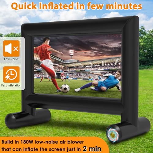 Estgora 14FT Inflatable Movie Screen Outdoor, Blow Up Projector Screen, Inflatable Movie Screen with Air Blower Front & Rear Projection Screens for Outdoor Movie Night Backyard Pool Fun