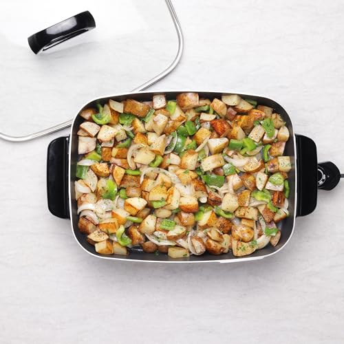 Presto 06858 16-Inch Slimline Electric Skillet with Glass Cover - Nonstick, Adjustable Temperature, Black