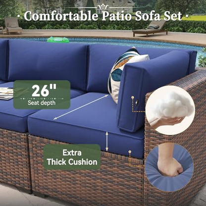 Aoxun 11 Piece Patio Furniture Set with 44" Fire Pit Table Wicker Rattan