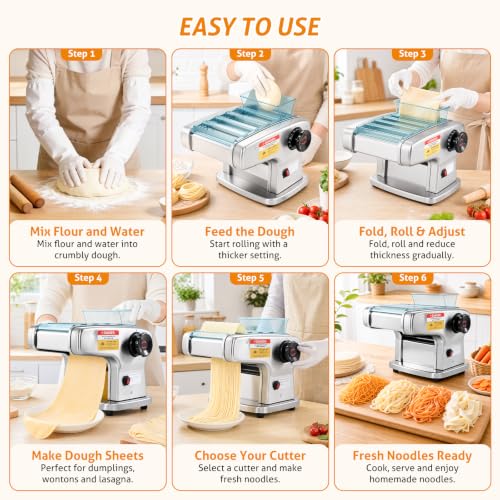 WICHEMI Electric Pasta Maker 4 IN1 Pasta Roller Noodle Pressing Machine