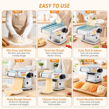 WICHEMI Electric Pasta Maker 4 IN1 Pasta Roller Noodle Pressing Machine