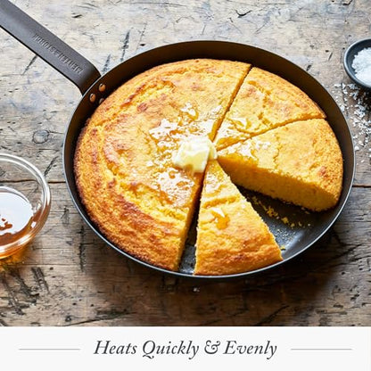 Merten & Storck Pre-Seasoned Carbon Steel 12” Frying Pan Skillet, Use on Induction, Stove and Grill, Durable, Even-Heating, for Searing, Grilling, Oven Use, and Campfire, Indoor/Outdoor