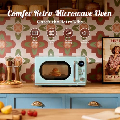 COMFEE' Retro Countertop Microwave Oven, 0.7 Cu.Ft., 700W, Green