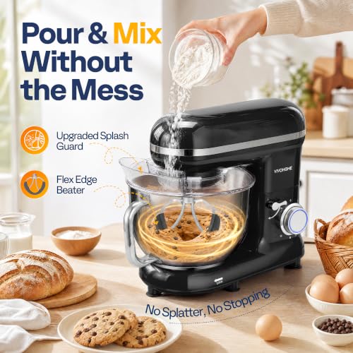VIVOHOME Stand Mixer, 6-Quart Tilt-Head Kitchen Mixer with Bowl, Gray