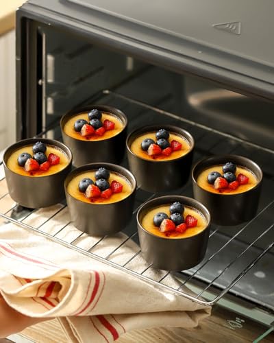 Tikooere Ramekins 4 oz,Oven Safe Small Ramekins for Creme Brulee,Souffle,Black Ramkeins for Baking,Ceramic Mini Ramkeins Set of 6,Custard cups for Kitchen,Matte Black
