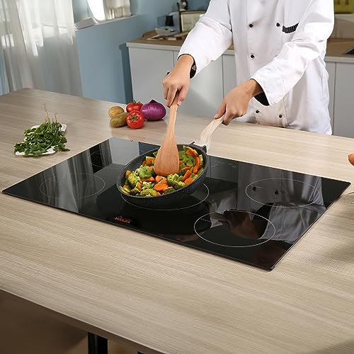 VEVOR Electric Cooktop, 30" 5 Burners Induction Stove Top, 9200W Built-in Magnetic Cooktop, 9 Heating Level Multifunctional Burner, LED Touch Screen w/Child Lock & Over-Temperature Guard