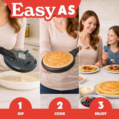 Gourmia Electric Crepe Maker – Nonstick 8” Surface, One-Touch Operation, Includes Batter Tray, Compact & Easy to Clean, Crepe, Pancake & Tortilla Maker