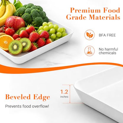 WOWBOX 4 pcs Serving Tray for Party, Grilling Accessories, Serving Platters for Snacks, Fruit, Reusable Plastic Trays for Serving Food and Pantry Organization in Kitchen & for Mothers Day Parties