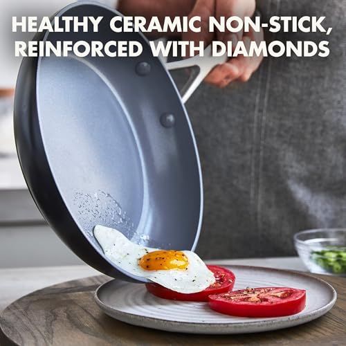GreenPan Valencia Pro Hard Anodized Healthy Ceramic Nonstick 8" Frying Pan Skillet, PFAS-Free Cookware, Stainless Steel Handle, Induction Suitable, Dishwasher Safe, Oven Safe, Gray