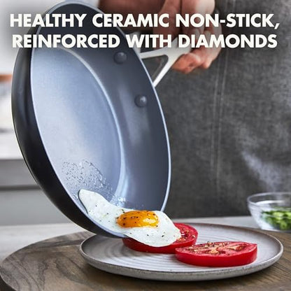 GreenPan Valencia Pro Hard Anodized Healthy Ceramic Nonstick 8" Frying Pan Skillet, PFAS-Free Cookware, Stainless Steel Handle, Induction Suitable, Dishwasher Safe, Oven Safe, Gray