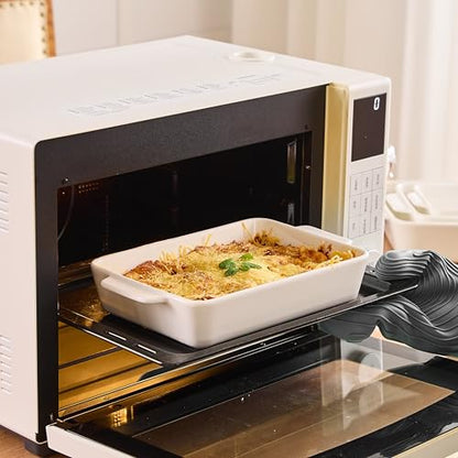 Casserole Dishes For Oven, Ceramic Baking Dishes 15.7"/12.3"/9.4", Large Lasagna Baking Dish with Handle, Ceramic Bakeware Set for Cooking Deep Baking Pan Set of 3 White