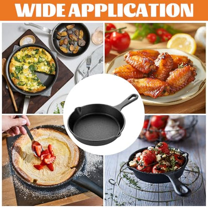 LDHHYH 4 Pack Mini Cast Iron Skillet, 6 Inch Small Cast Iron Frying Pan, Pre-Seasoned Cast Iron Skillet Set, Black Non-Stick Mini Cast Iron Cookware for Stove, Oven, Grill Safe, Indoor and Outdoor Use