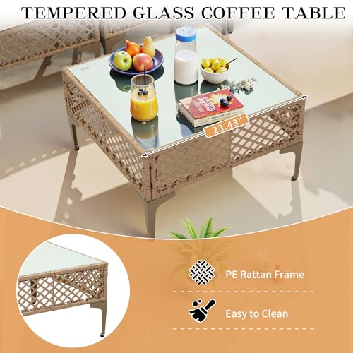 FHFO 7 Piece Patio Furniture Set, Outdoor Wicker Sectional Sofa Set