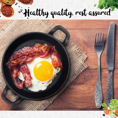 Ziliny Mini Cast Iron Skillets 7 x 7 x 1.7 Inch Cast Iron Pan Small Ramekin Set Black Casserole Dish Cookware Oven Safe Mini Skillets for Kitchen Indoor Outdoor Picnic (2 Pack)