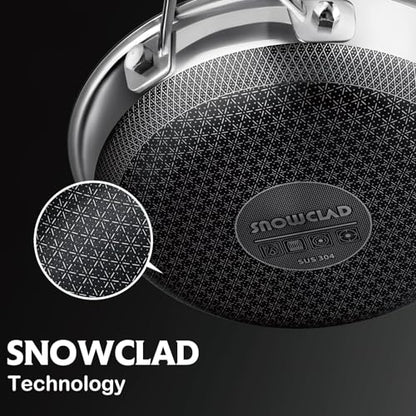 SNOWCLAD 12 Inch Hybrid Nonstick Frying Pan, Stainless Steel Skillet, Dishwasher Safe, Induction & Oven Broiler Safe, PFOA-Free Non-Toxic Cookware