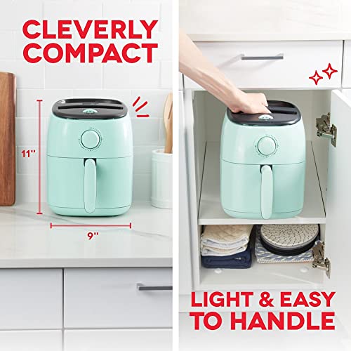 Dash Tasti-Crisp™ Air Fryer - AirCrisp® Technology - Compact Design with Adjustable Temperature Control - Nonstick Fry Basket & Auto Shut-Off Feature - 2.6 Quarts - Aqua