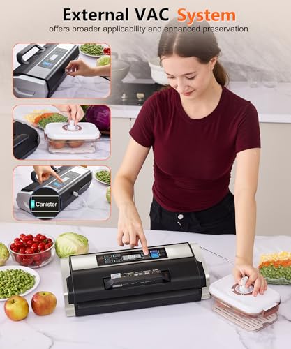 95KPa Vacuum Sealer Machine Commercial Vac Sealer - 10in1 Sys w/Double Heat Seal