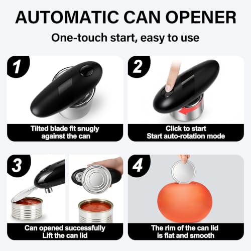 Electric Can Opener Opens Most Cans Effortlessly with Single Button