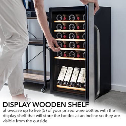 Whynter FWC-341TS 34 Bottle Freestanding Stainless Steel Wine Refrigerator with Display Shelf and Digital Control, Gray
