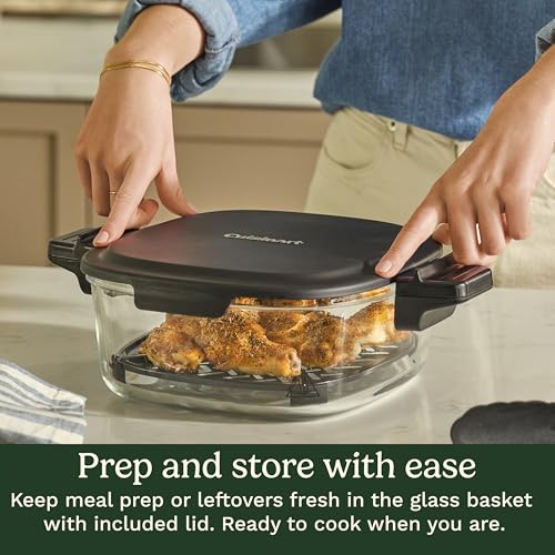 Cuisinart ClearView 4-Quart Air Fryer with Glass Basket and PFAS-Free Ceramic Nonstick Crisper Plate, 5 Cooking Functions, 2 Custom Presets, Adjustable Temperature up to 450°F, 3-Year Warranty, AFC-4