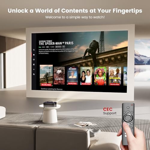 [Official Licensed APPs] Outdoor-Projector-4K with Wifi6 and Bluetooth, Smart TV OS & DoIby Audio, Portable Projector with YouTube/PrimeVideo, ONOAYO 1080P Proyector with 300'' Display