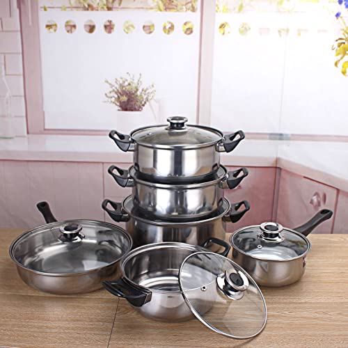 Simpli-Magic 12 Piece Stainless Steel Cookware Set, Silver