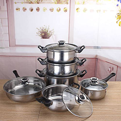 Simpli-Magic 12 Piece Stainless Steel Cookware Set, Silver