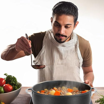 Alpine Cuisine 13-Quart Nonstick Aluminum Caldero Pot with Glass Lid & Riveted Handle | Heavy-Duty Cookware for Large Servings of Stew & Rice | Easy Clean, Black