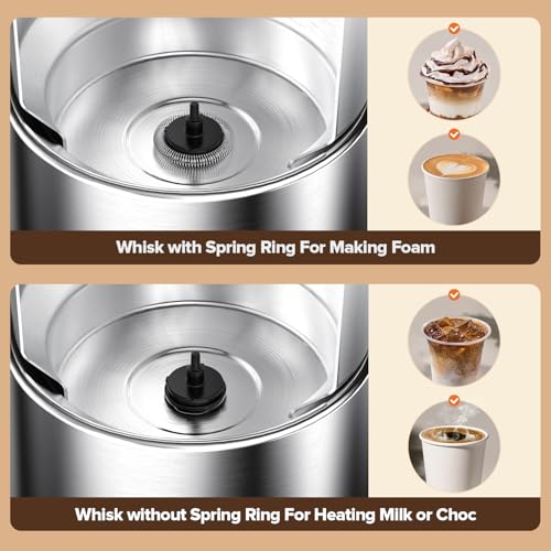 Milk Frother and Steamer, Large Capacity & Detachable Electric Milk Frother, Automatic Warm and Cold Foam Maker, Hot Chocolate Maker, Stainless Steel Jug, 30.44Oz./900ML