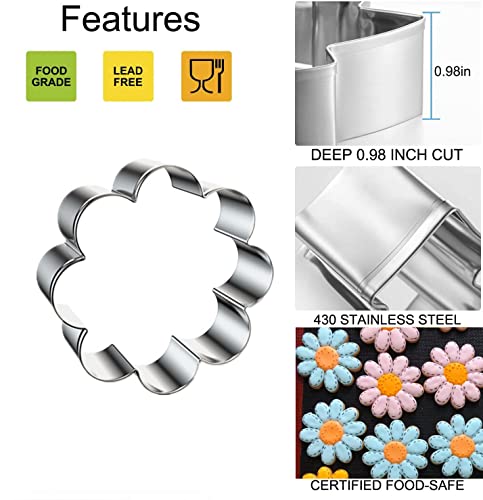 Q-BAKER Spring Summer Flowers Cookie Cutters - Rose, Sunflower, Tulip, Daisy Flower, Butterfly, Stainless Steel Holiday Cookie Cutter Shapes for Baking Gift