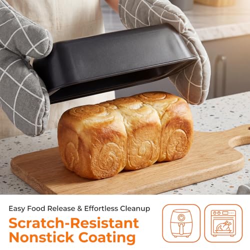 Baking Set, Nonstick Bakeware Sets,6 Pieces Baking Pans Set Including Roasting Pan Cookie Sheet Cake Pan Loaf Pan Muffin Pan, Oven & Dishwasher Safe Carbon Steel