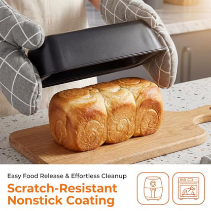 Baking Set, Nonstick Bakeware Sets,6 Pieces Baking Pans Set Including Roasting Pan Cookie Sheet Cake Pan Loaf Pan Muffin Pan, Oven & Dishwasher Safe Carbon Steel