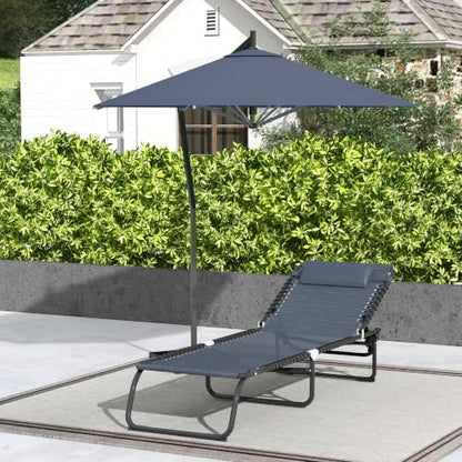 Outsunny Folding Chaise Lounge Chair Outdoor Mesh Seat Gray