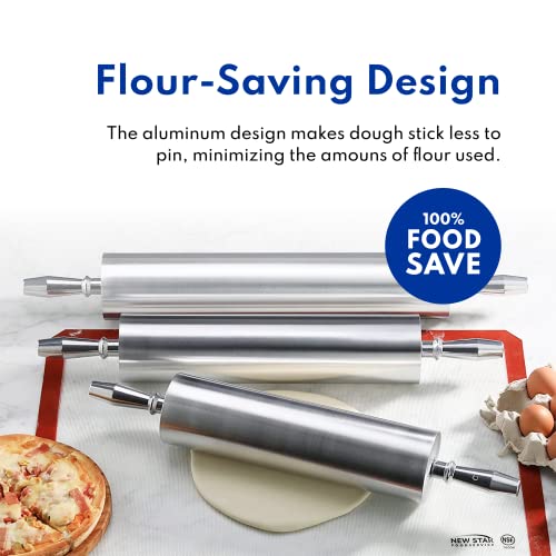New Star Foodservice Extra Heavy Duty Restaurant Aluminum Rolling Pin, 18", Silver