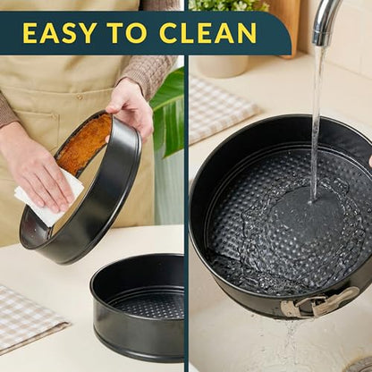 Springform Pan Set of 4 - 4,7,9,10" Carbon Steel With Removable Bottom – Leakproof Design, Nonstick Coating Cheesecake Pan – Durable Cake Mold With Secure Latch, Even Heat Cheese Cake Pans For Baking