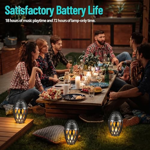 INSSISAIN 2 Pack Outdoor Bluetooth Speakers Waterproof Wireless, Birthday Gifts for Men Dad, LED Flame Ambient Light, Camping Patio Accessories, Unique Gifts for Him Husband Boyfriend Dad Gifts