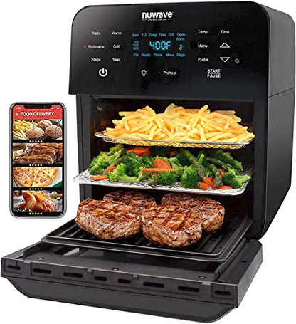 Nuwave Brio Air Fryer Oven, 15.5Qt X-Large Family Size, Powerful 1800W