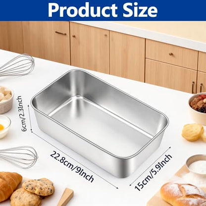 Enjamyo 6 Pack Loaf Pans, 9 x 6 Inch Loaf Pans Set, Stainless Steel Baking Bread Pans for Homemade Meatloaf Cake Brownies Lasagna, Oven & Dishwasher Safe(Silver)