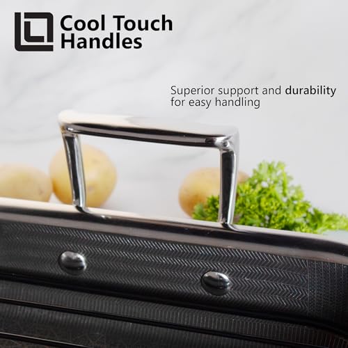 LIVWELL DiamondClad 12 X 14- Inch Hybrid Nonstick Roasting Pan with Rack | Stainless Steel, PFOA & PFAS-Free | Oven, Dishwasher & Metal Utensil Safe
