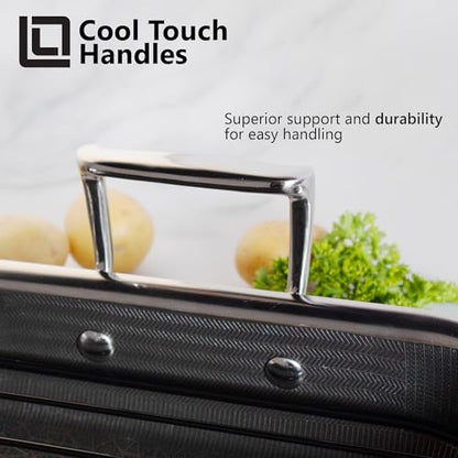 LIVWELL DiamondClad 12 X 14- Inch Hybrid Nonstick Roasting Pan with Rack | Stainless Steel, PFOA & PFAS-Free | Oven, Dishwasher & Metal Utensil Safe