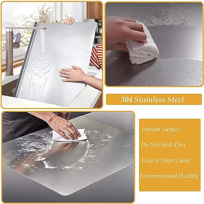 31.5”x 19.7” Stainless Steel Chopping Board with Lip, Large Steel Cutting Board with Rolling Pin, Metal Noodle Board Pastry Board Kneading Dough Board Stove Top Cutting Board for Kitchen