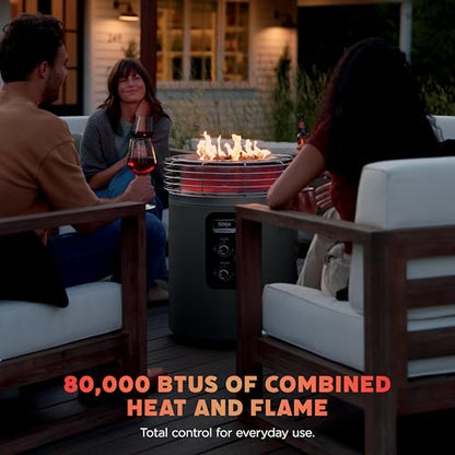 Ninja Fireside360™ Outdoor Heater & Fire Pit | 3 Modes: Flame, Heat, Flame & Heat | Portable for Patio, Deck, Camping | Easy Control Smokeless Flames | Push to Start Ignition | Charcoal | OF101AMZ