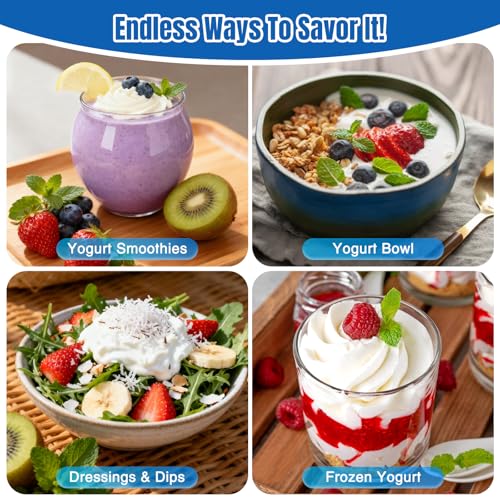 Yogurt Maker with Two 1 Quart Glass Bowls, Yogurt Maker Machine with Precise Temp Control (68-127℉) & 48H Timer, Auto Shut-Off, BPA-Free, for Homemade Probiotic Yogurt & Gut Health