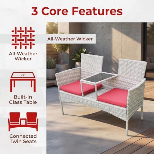 Wicker 2-Seat Outdoor Patio Loveseat